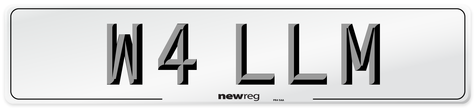 W4 LLM Number Plate from New Reg